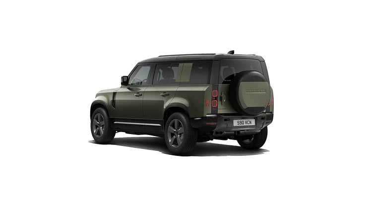 2025 SKLADOVÉ VOZIDLÁ Land Rover Defender 110 Zelená Woolstone D350 naftový s technológiou MHEV X-Dynamic SE