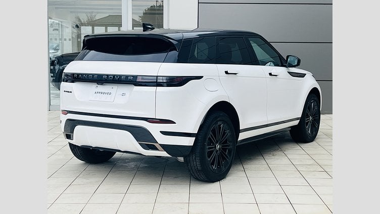 2024 認定中古車 Land Rover Range Rover Evoque Yulong White パノラミックルーフ 全席シートヒーター メリディアンサウンド ステアリングヒーター パワーテールゲート ヘッドアップディスプレイ アップルカープレイ/アンドロイドオート 置くだけ充電器 コールドクライメイトコンビニエンスパック ダイナミックHSE1.5L P300ePHEV 4WD 