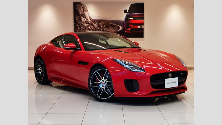 2019 認定中古車 Jaguar F-Type カルデラ レッド　(ソリッド) ジャガー 2.0リッターi4 300PS ターボチャージドガソリンエンジン (オートマチックトランスミッション) F-TYPEクーペ CHEQUERED FLAG