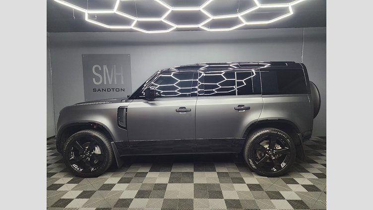 2025 Approved Land Rover Defender 110 Carpatian Grey The 2025 Land Rover Defender 110 D350 X-Dynamic HSE in striking Carpathian Grey with a Matte PPF finish and premium Caraway Leather interior delivers the perfect balance of luxury and capability,  D350 X-Dynamic HSE