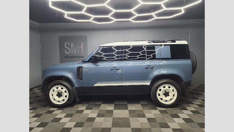2025 Approved Land Rover Defender 110 Tasman Blue The 2025 Land Rover Defender 110 D250 S County in Tasman Blue is a refined yet rugged SUV designed for versatility, comfort and true all-terrain capability. ed technology D250 S County