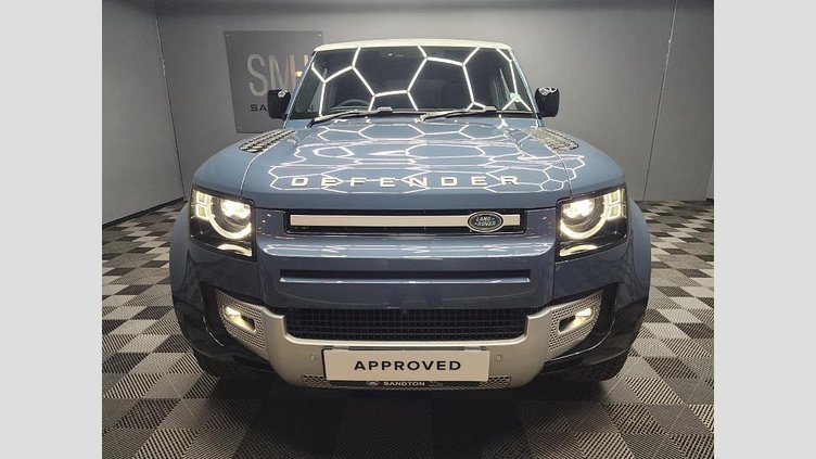 2025 Approved Land Rover Defender 110 Tasman Blue The 2025 Land Rover Defender 110 D250 S County in Tasman Blue is a refined yet rugged SUV designed for versatility, comfort and true all-terrain capability. ed technology D250 S County