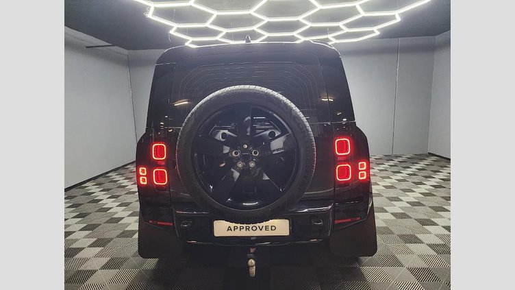 2025 Approved Land Rover Defender 110 Santorini Black Experience unparalleled versatility with the 2025 Land Rover Defender 110 D350 X-Dynamic HSE in sleek Santorini Black. This robust SUV is designed for both urban sophistication and rugged adventures,  D350 X-Dynamic HSE