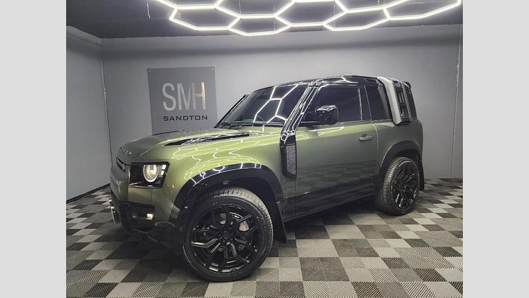 2026 Approved Land Rover Defender 90 Woolstone Green 2026 Land Rover Defender 90 D350 X-Dynamic HSE in striking Woolstone Green, demo model, available from the second half of the year. Features an aggressive Urban conversion including D350 X-Dynamic HSE