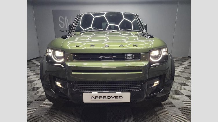 2026 Approved Land Rover Defender 90 Woolstone Green 2026 Land Rover Defender 90 D350 X-Dynamic HSE in striking Woolstone Green, demo model, available from the second half of the year. Features an aggressive Urban conversion including D350 X-Dynamic HSE