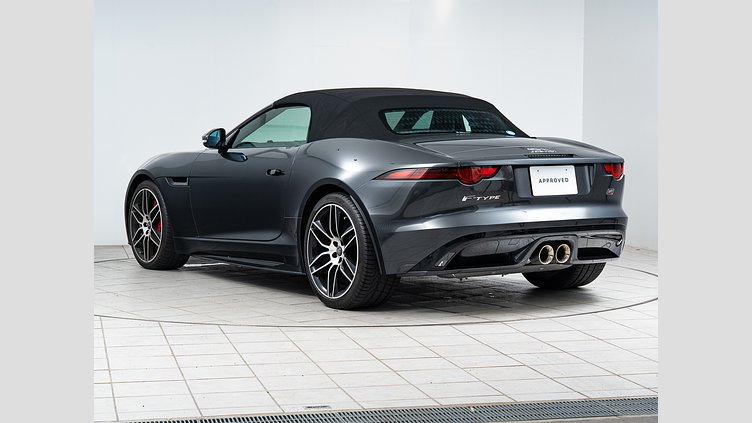 2019 認定中古車 Jaguar F-Type カルパチアン グレー (プレミアム・メタリック) ジャガー 3.0リッターV6 380PS スーパーチャージド ガソリン エンジン (オートマチックトランスミッション、オールホイールドライブ(AWD)) コンバーチブル CHEQUERED FLAG EDITION